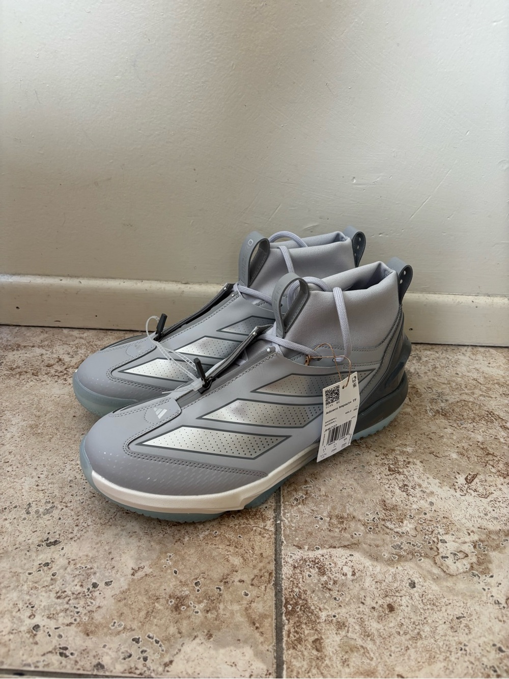 Adidas Adizero Impact+ 2.0 Mid Turf Baseball Shoes JH6727 Grey Size 11.5 New